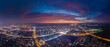 Suizhou City China glows with city lights during twilight as colorful clouds paint the sky above the urban landscape.