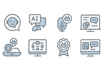 Wall Mural - Technology, ai line icon set. chatbot, data analytics linear icon collection