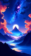 Wall Mural - sunset over mountains
