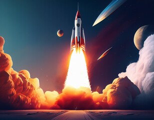 Wall Mural - the rocket is lifting off into the great unknown generative ai