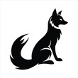 © shah - Stylized black fox silhouette sitting with bushy tail