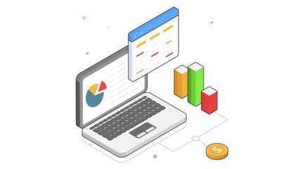 Wall Mural - Online Dashboard Analytics Animation on transparent background