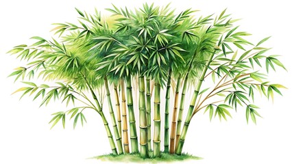 Watercolor painting of a bamboo grove isolated on white background