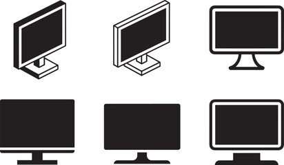 Modern Computer Monitor Icons Set for Technology Interface and Display Design Use