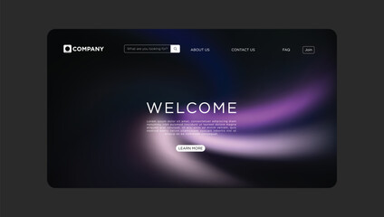 Modern website design welcomes visitors with a clean and elegant purple gradient background interface