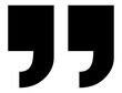 © Hasheb Anzar - Double quotation marks icon for posters and presentations, blocky geometric quote marks, bold black punctuation symbol, great for review highlights, testimonials, web UI, print assets