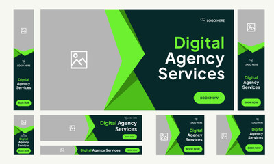 Wall Mural - web bundle banner design for social media post, digital marketing agency web set banner design, full