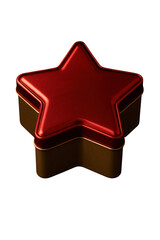 Red star shaped box isolated on transparent background