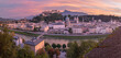 Salzburg - The panorama of old town at evening dusk.