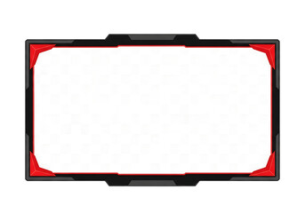 Gaming stream overlay template with red and black futuristic design elements