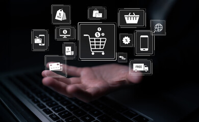 Wall Mural - Omni-channel strategies improve customer experience with brand integration and unified marketing across digital platforms and channels. Latch