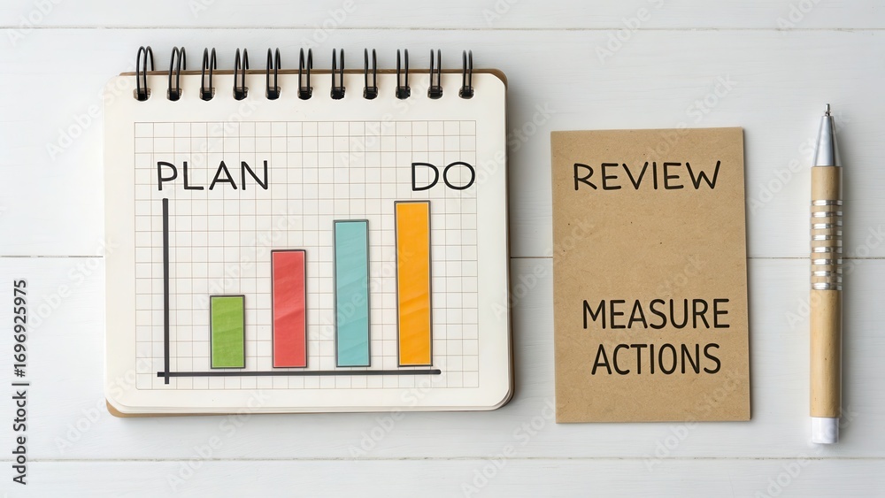 Project Measurement Table Project Management Chart with Plan, Do, Review, and Measure Steps Stock ...