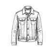 © val_webart - Hand-drawn sketch vector illustration of a denim jacket on a transparent background