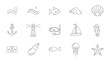 © BUDENGRMX - Vector Icons Set of Set of hand drawn nautical and marine life icons. EPS Editable