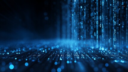 Stunning digital data stream with vibrant blue light effects for a modern technology background or futuristic cyber design project