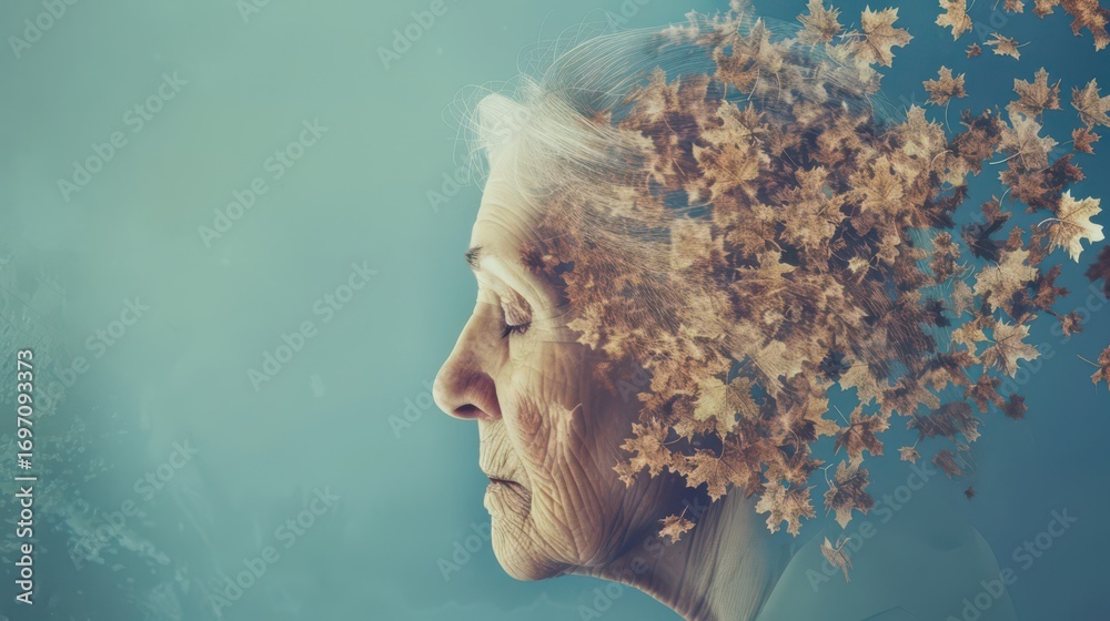 Alzheimer disease awareness month concept with autumn leaves and ...