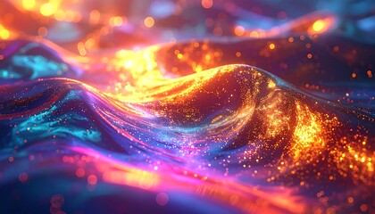 Abstract, vibrant liquid waves