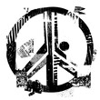 © Rysak - Vector Distressed peace symbol featuring a central human figure.