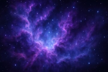 Wall Mural - vast violet and cyan nebula clouds with shimmering starfields and cosmic dust forming a dreamy deep 