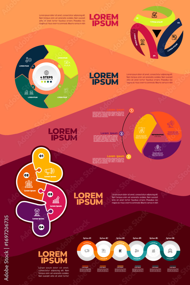 Infographic poster for modern design visual presentation, complete set ...
