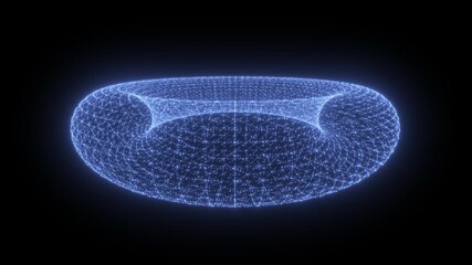 torus wireframe rotating video animation on black background