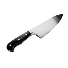 Chef's Knife with Black Handle on Transparent Background