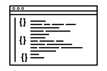 Abstract Code Illustration in a Programming Window; Vector Icon for Developers.