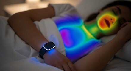 Person using smartphone with thermal imaging overlay screen display