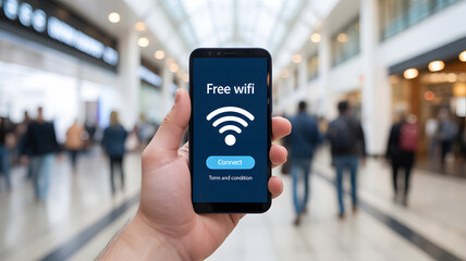 Connect to free wifi on your phone while shopping in a busy mall