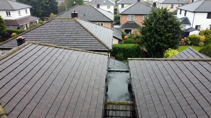 Row of Rooftops with Solar Panels