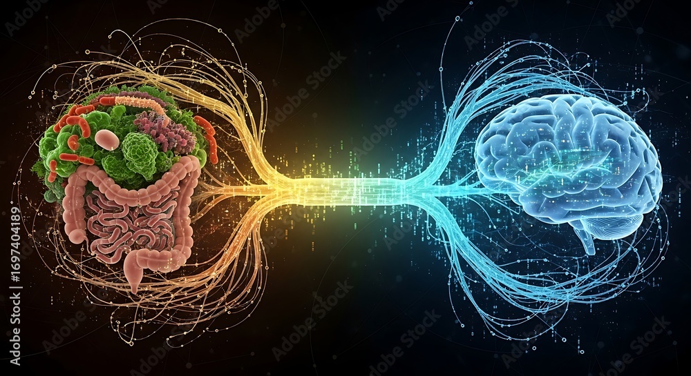 Brain Intuition Brain gut connection neural network communication science art Stock ...