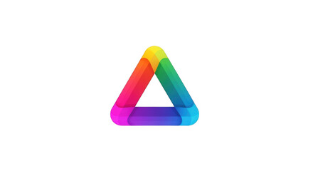 A colorful, abstract triangle shape with a rainbow gradient, isolated on a transparent background