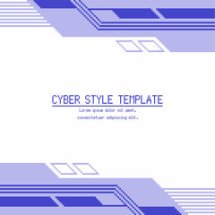 Wall Mural - Blue Pixel Art Style Futuristic Abstract Interface Frame template with White Backdrop