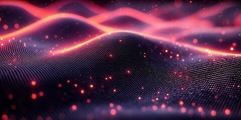 Wall Mural - A stunning digital art piece showcasing waves of light and glowing particles