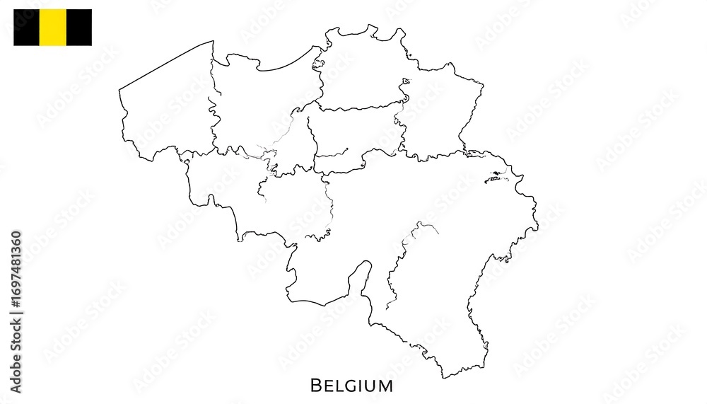 Simple black and white map of Belgium Stock Photo | Adobe Stock