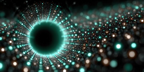 Wall Mural - An abstract image of a glowing tunnel of light with a dark, circular center.