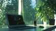 © Faziljan - Morning sunlight streams across a comfortable, green-filled workspace. Enjoy productivity immersed in nature's calming presence.
