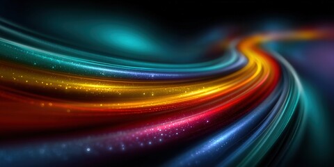 Wall Mural - This abstract image features vibrant, colorful streams of light flowing dynamically across the scene.
