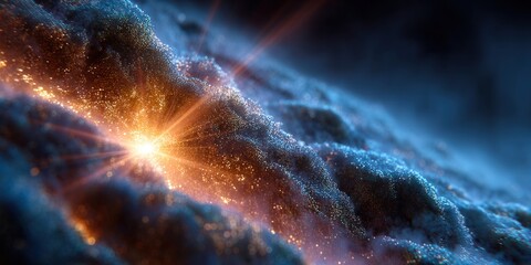 Wall Mural - A luminous burst of light emanating from an abstract, textured landscape.