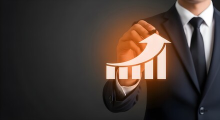businessman drawing a graph