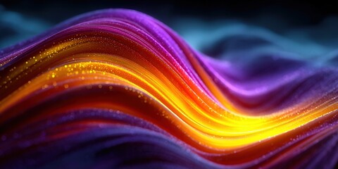 Wall Mural - A captivating abstract design featuring glowing, colorful ribbons and flowing curves.