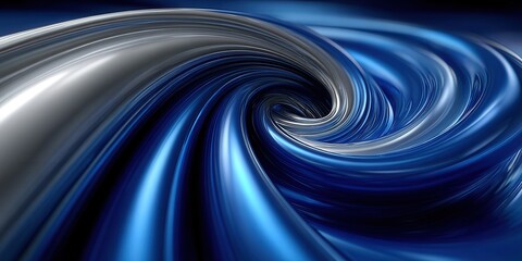 Wall Mural - A beautiful abstract of swirling metallic blues and silvers in a hypnotic vortex.