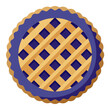 © TahrinAkther - Blueberry pie with lattice crust vector on white background.