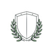 © BraveSpirit - Heraldic shield with green laurel wreath – stock vector flat illustration
