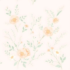 Naklejka na meble Seamless vector floral pattern with vintage blossom, leaves, and butterfly illustrations for a spring or summer design