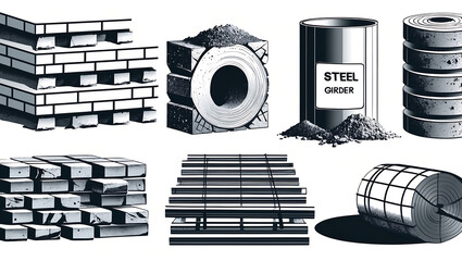 Various construction materials isolated on white background