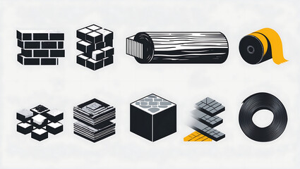 Various construction materials isolated on white background