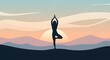 © Ichol Digital - Wind-swept dune shapes silhouette forming yoga posture with pastel sunrise colors, minimalist, ultra-detailed, crisp edges, noise-free, natural lighting