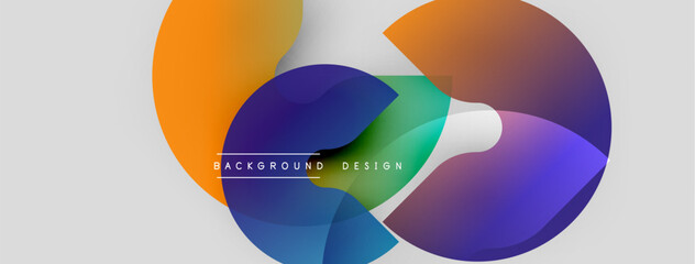 Abstract colorful shapes overlap. Gradient hues blend, creating dynamic visual effect. Modern design element for backgrounds.