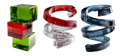 Colorful geometric shapes in various arrangements and designs